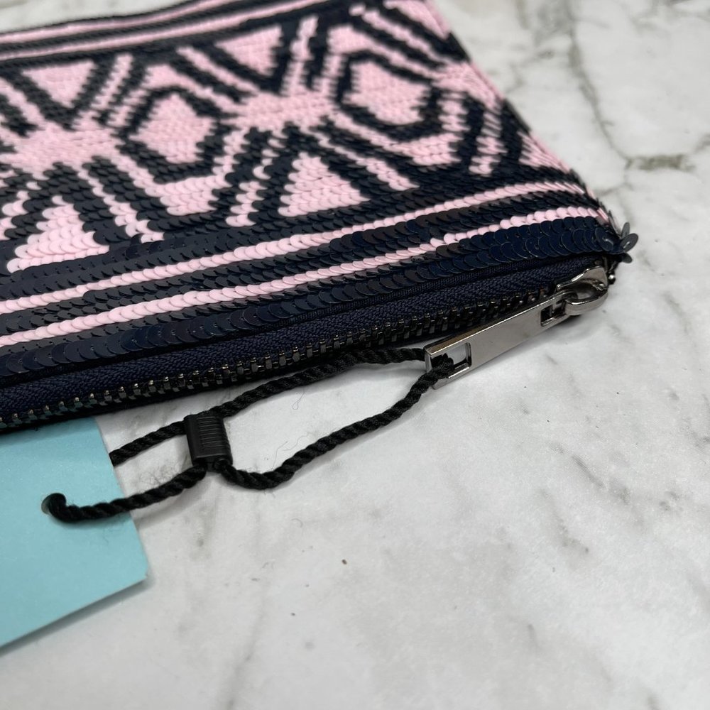 Kookai Navy Pink Sequin Pouch Bag Clutch - Picture 8 of 12